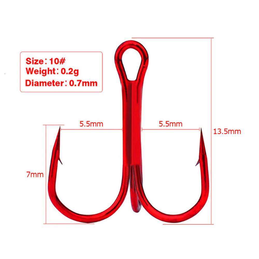 10PCS Black/Red Sharpened Treble Hooks Fish Fishing Tackle Tools Accessories Z260228