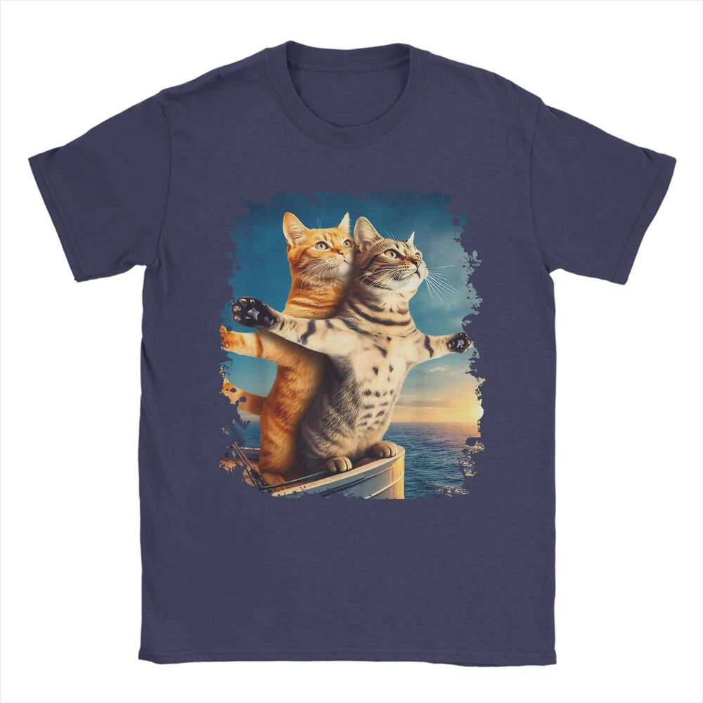 Meme for Kids Girls Funny Cat Titanic T Shirts Men T-Shirts O Neck Tee Shirt Short Sleeve Tops Gift Idea C260228 - view 6