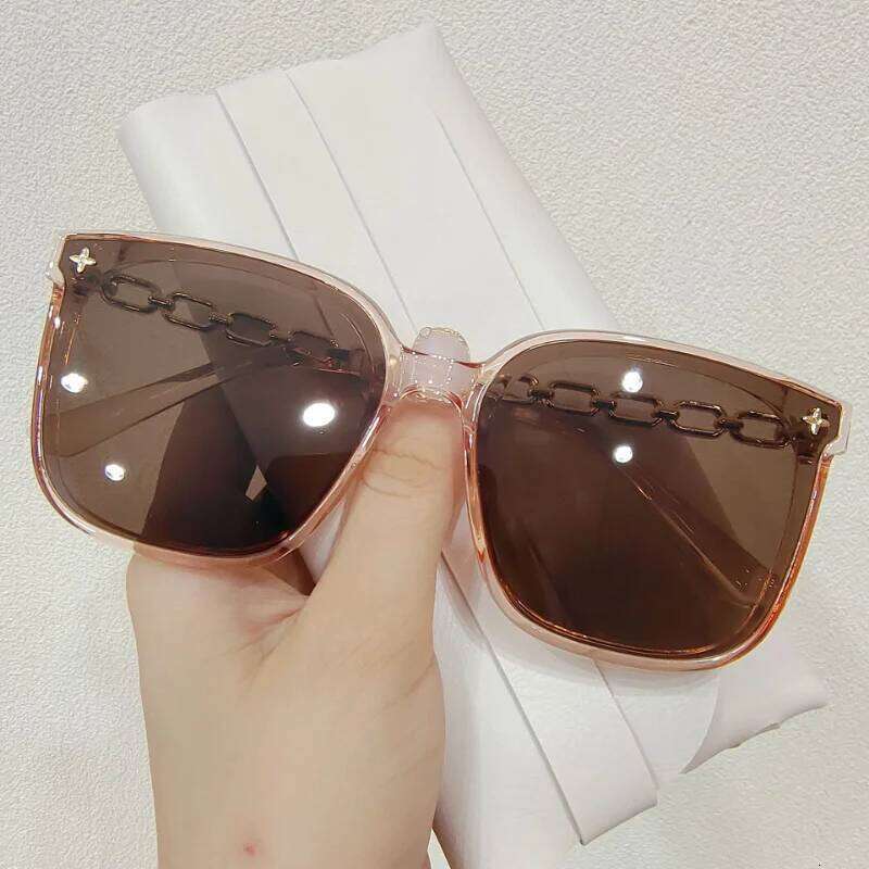 New Rectangle Sunglasses Metal Chain Strip Mirror Leg Sun Glasses Women's Outdoor Driving Eyewear Uv400 Oculos De Sol