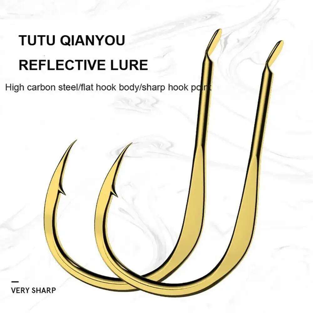 20Pcs/Pack High Carbon Steel Golden Fishing Sharp Barbed Hook Puncture Strong Flat Gold Fish Hooks Z260228