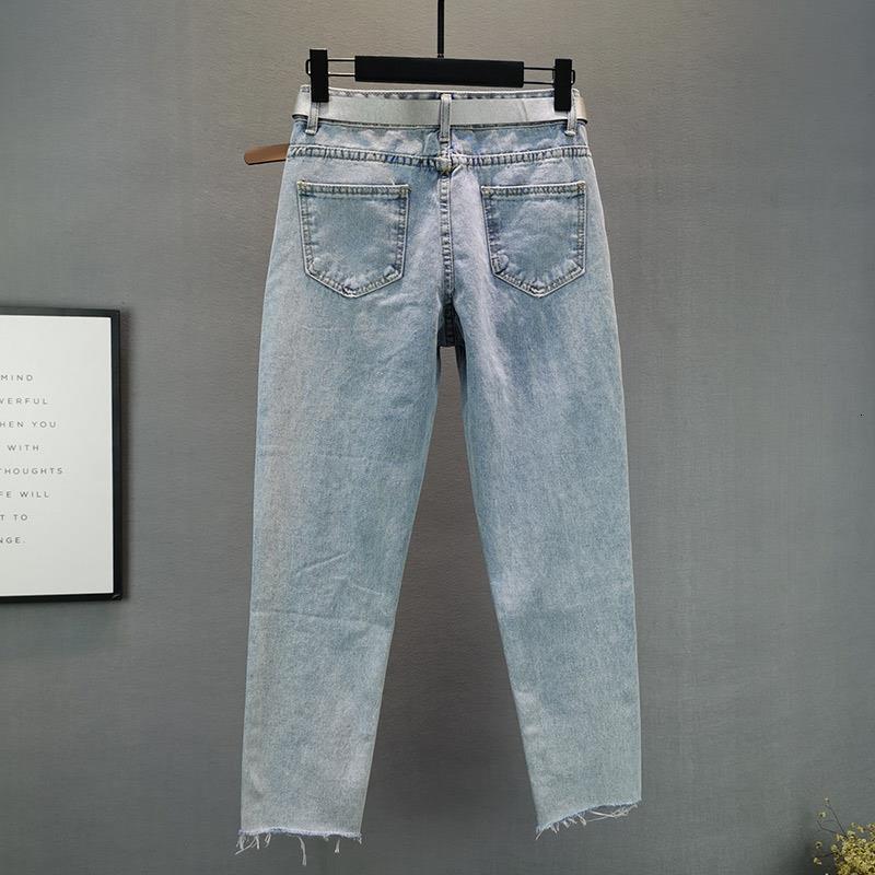 Womens trendy jeans 2026 summer new style loose fit slimming heavy-duty rhinestone embellished ripped cropped flare pants 251128