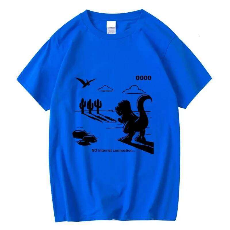 Men's 100%cotton Casual Funny Dinosaur Print Loose O-neck Summer Tshirt Short Sleeve T-shirt Male Tee Shirts Top C260228 - view 7