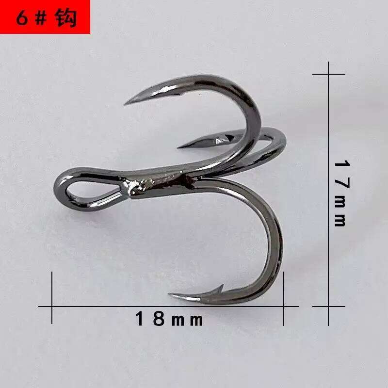 50Pcs High carbon steel black nickel round body sharp three anchor hooks fishing accessories Z260228