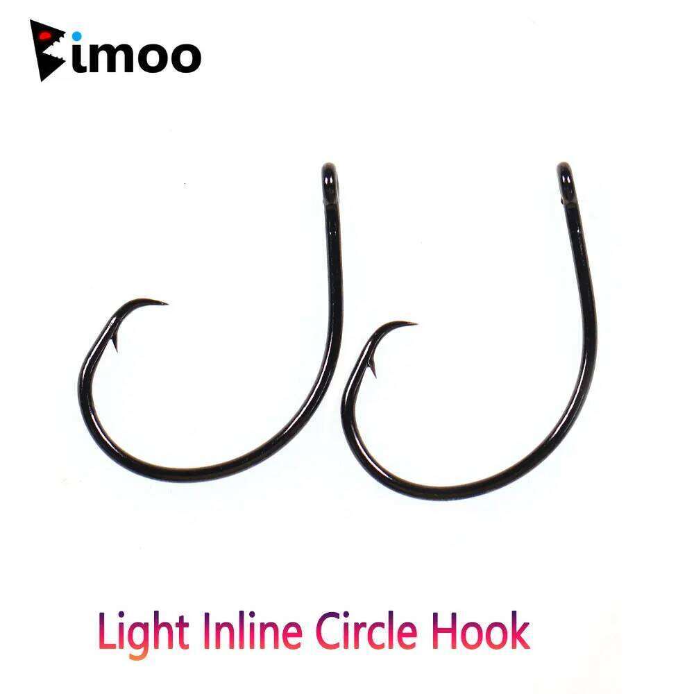 Bimoo 40pcs High Carbon Steel Light Inline Circle Hook For Saltwater Bass Catfish Octopus Wahoo Pike Tuna Fishing Tackle Z260228