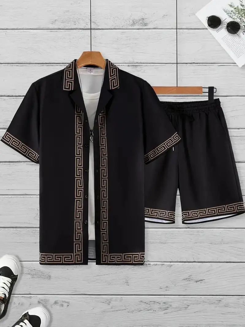 Summer Mens Shirt Set 3D Printed Casual Loose Vintage T-shirt And Shorts Set Beach Vacation Comfort Hawaiian Shirt 2 Pieces 260227