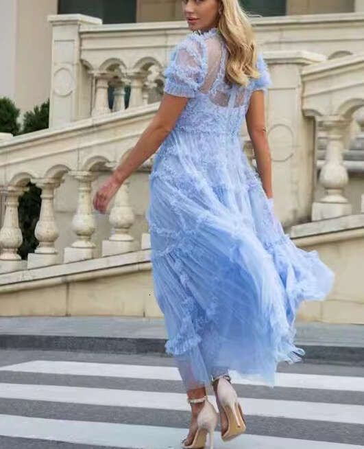 2026 Spring/Summer New European and a2 American Women's Dream Fairy Lotus Leaf Edge Flow Net Long Skirt