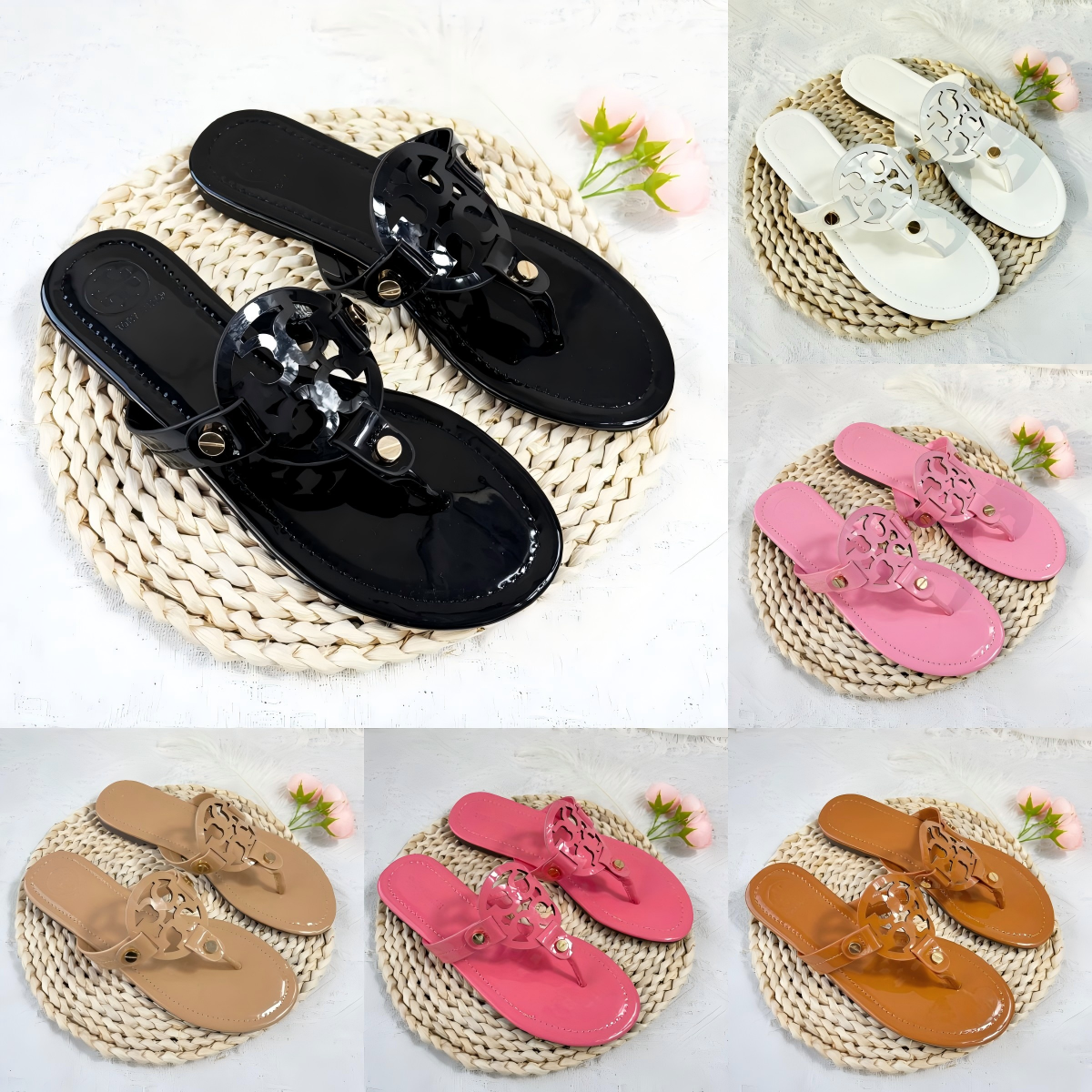 torysburchly slides Womens sandals designer slides fashion Summer Beach Casual Designer Slippers top quality black white sandals box