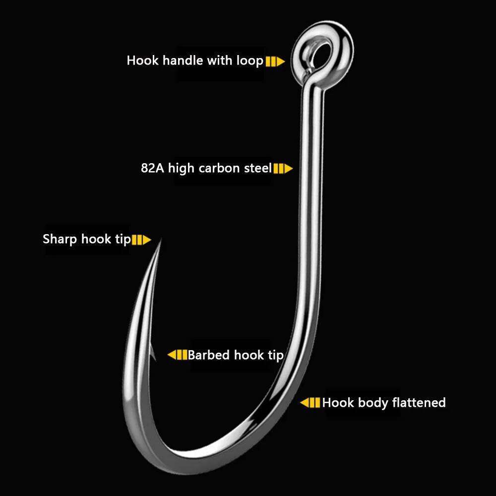 50 PCS/lot High Carbon Steel Hooks Efficient Barbed Fishing Hook cabezas plomadas pesca anzuelos plomados 3#-15# Z260228