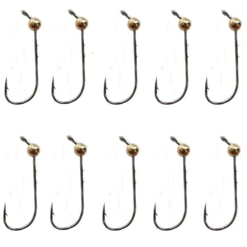 5pcs Mini Copper Head Barbed Fishhook Trout Soft Worm Lure Jig Hook Fishing Tackle Z260228