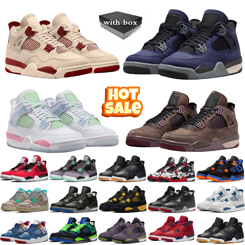designrs 4s Basketball Shoes Black Cats Military Blue Red Cement Thunder Sulfur Pine Green Midnight Navy Lighing Craft Medium Olive Seafoam mens 36-47 with box