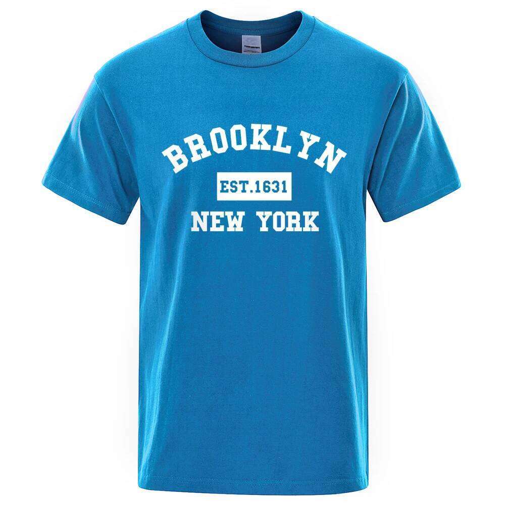 Brooklyn Est. 1631 New York Letter Print T-Shirt Man Casual Loose T-Shirts Summer Cotton Tops Fashion Breathable Tee Clothing C260228 - view 4