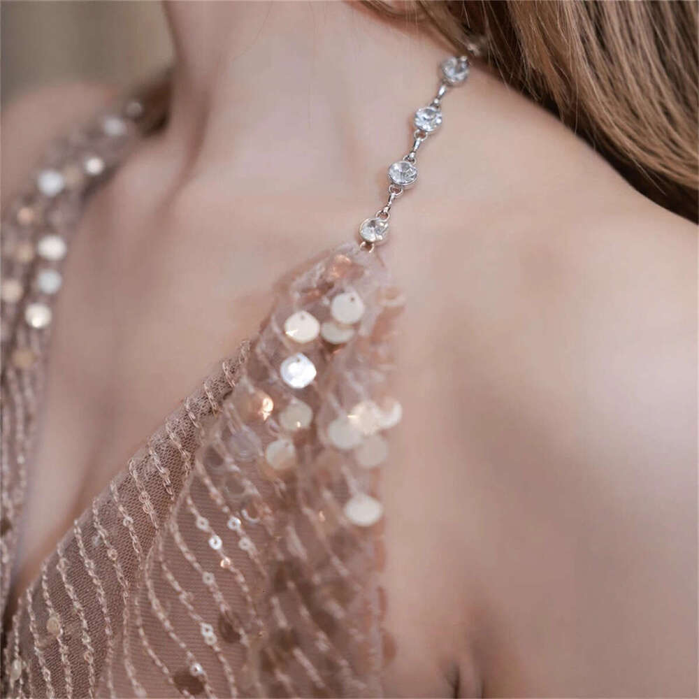 2026 new sexy pure desire style suspender, deep V-neck, sleeveless waist, a3 tight fitting sequin party dress