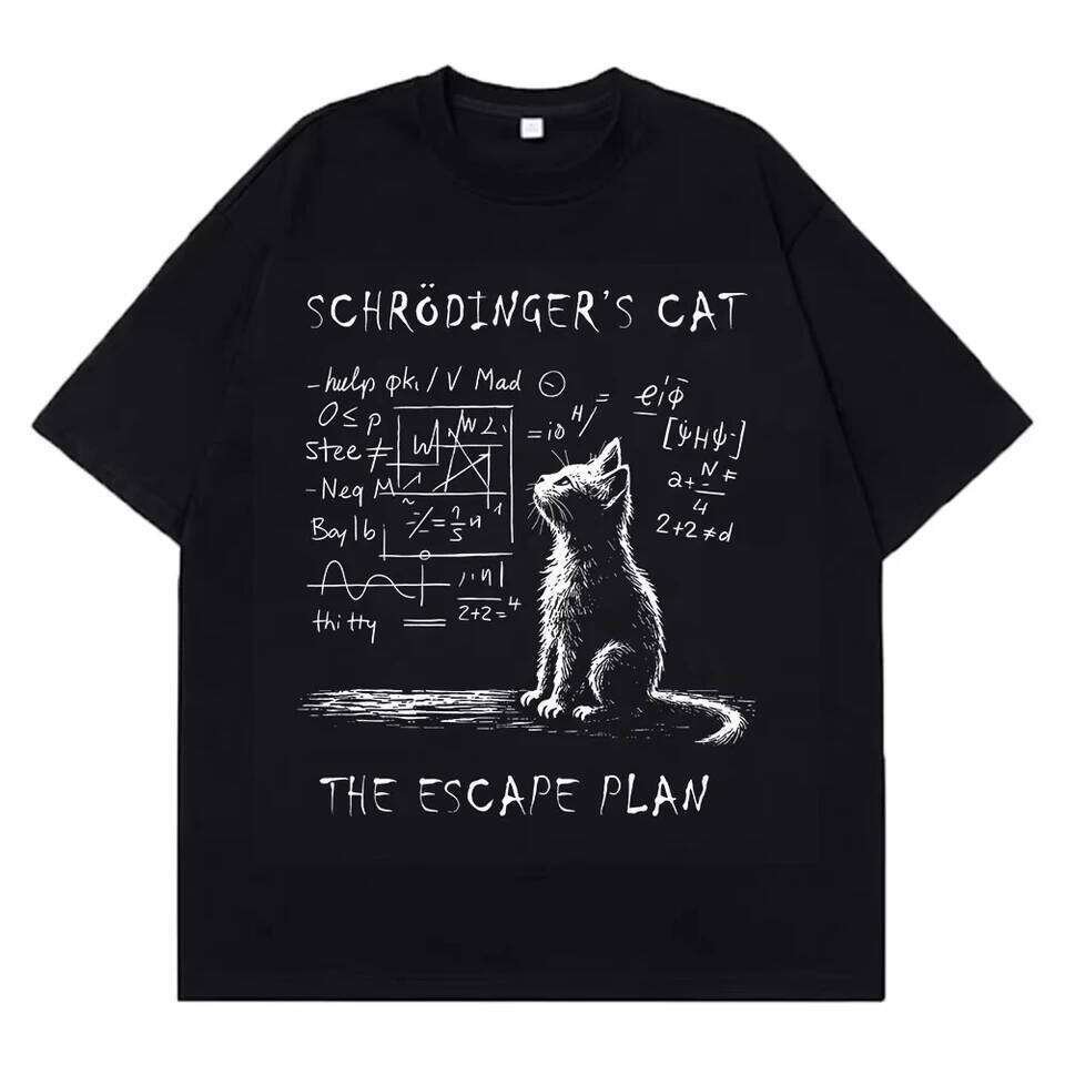 Schrodinger Cat Physics Quantum Mechanics Creative Print Summer Short-sleeved Cotton T Shirt Men Women Streetwear Loose T-shirts C260228