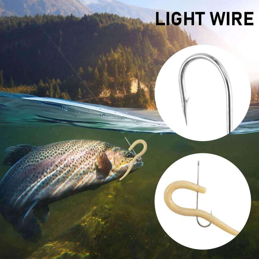 #1-#3/0 Fishing Aberdeen Extra Long Shank Offset Live Bait Hook for Freshwater Saltwater Bass Trout Walleye Panfish Z260228