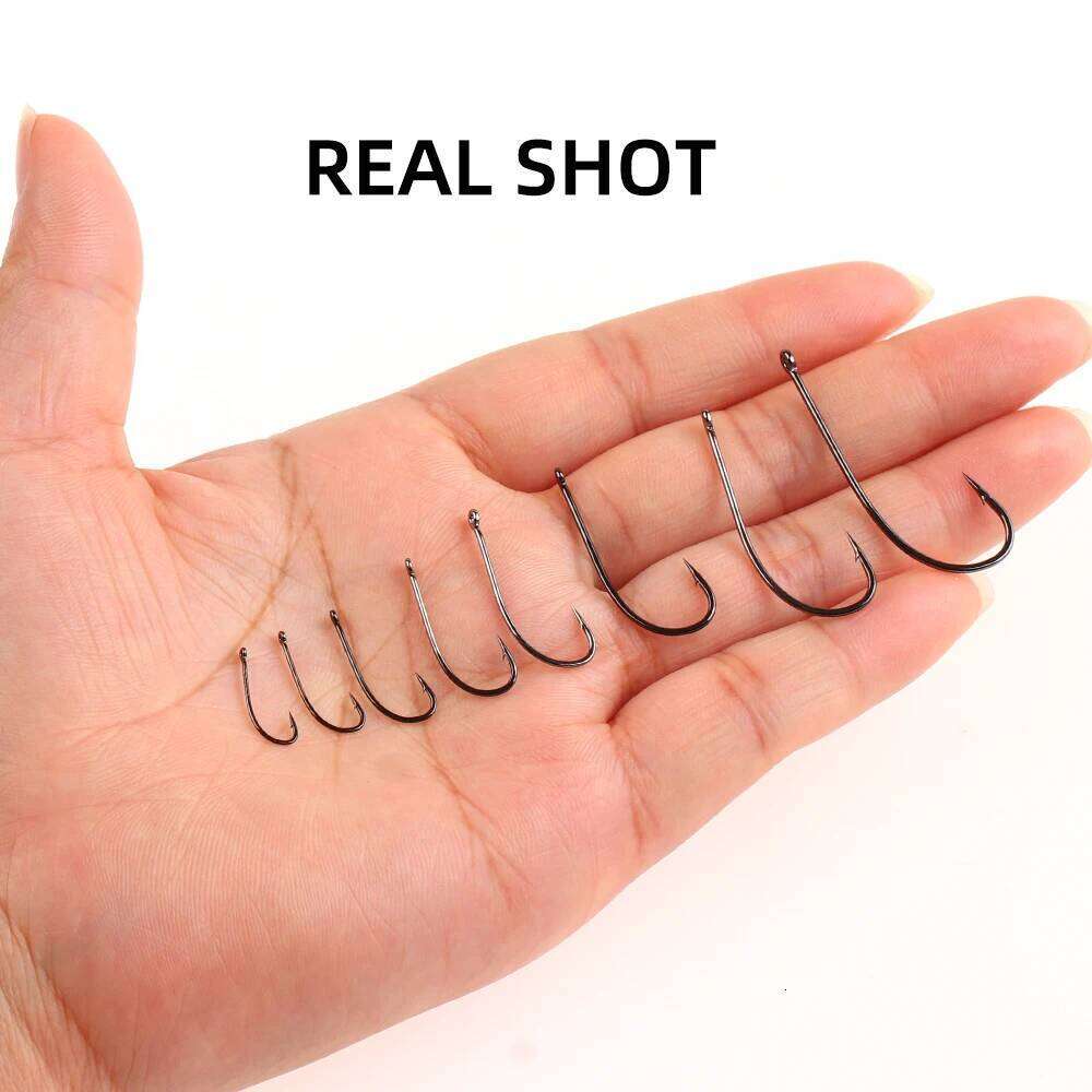 Wifreo 50PCS 16# - 2# Fishing Mid-Range Streamer Hooks Carbon Steel Barbed Hook for Minnows Woolly Buggers Trout Fly Pattern Z260228