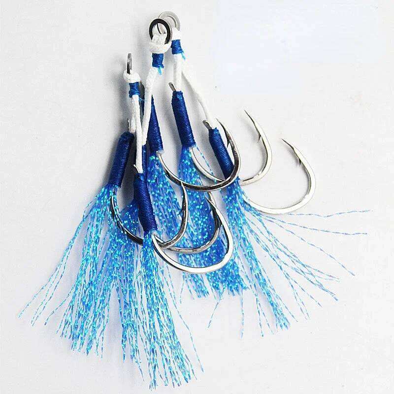 5pcs Jig Head Iron Plate Double Blue Bright Wire Sea Lure Hook Fishing Gear Accessories Z260228