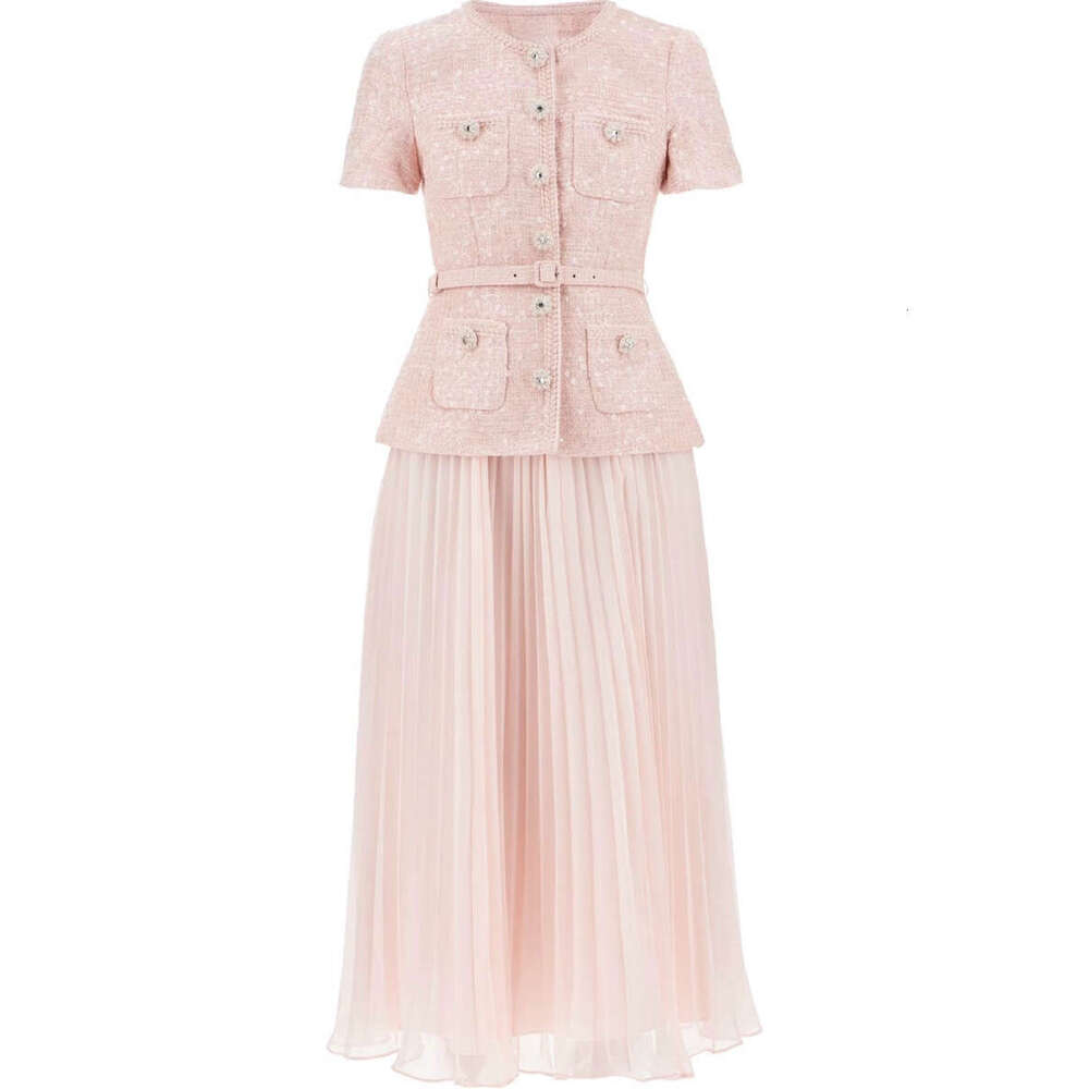 2026 autumn designer fashion brand elegant women's shiny plaid pleated patchwork fake two-piece long skirt - view 6