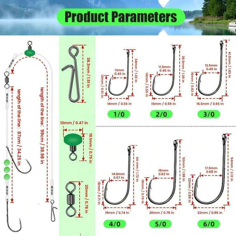 Pre-Tied Pulley Rigs Surf Fishing - Ready for Flounder, Whiting, Bass | Heavy Duty Nylon, Multiple Sizes Z260228
