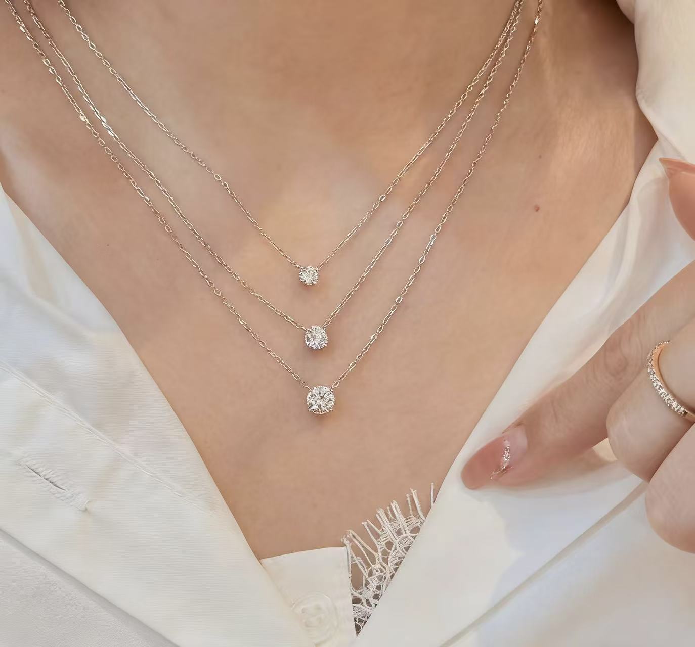 Rulalei Handmade Solitaire Round Lab Moissanite Diamond Simple Fashion Jewelry 925 Sterling Silver Party Elegant Eternity Clavicle Lady Circle Pendant