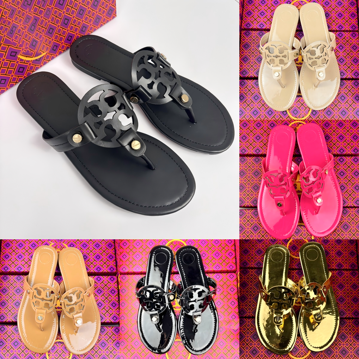 New Hot toryly burchly sandals Classic Designer Sandals Mens Slippers 2025 Summer Slide Flip Flops Luxury Flat Thick Bottom Embroidered Printed Jelly Rubber