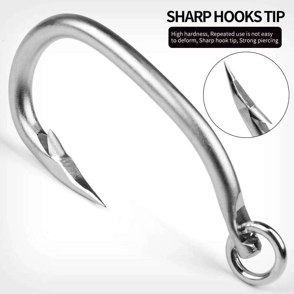 PROBEROS 5PCS Stainless Steel Fishing Hook, 99-209LB Max Tension, Suitable for Tuna, Marlin, Sailfish, Swordfish Z260228