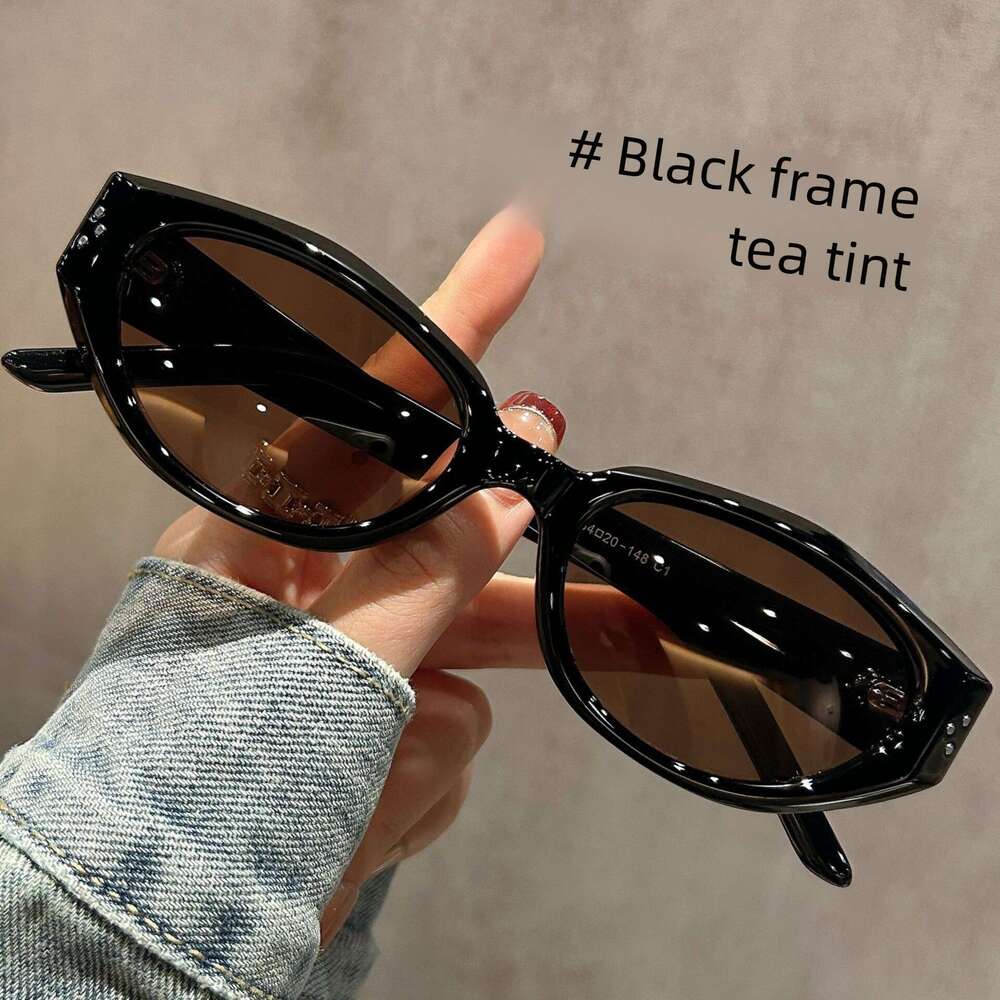 Brown Narrow Cat Eye Polarized Women High-End Large Frame Suitable Round and Square Faces UV Protection Sunglasses for Women