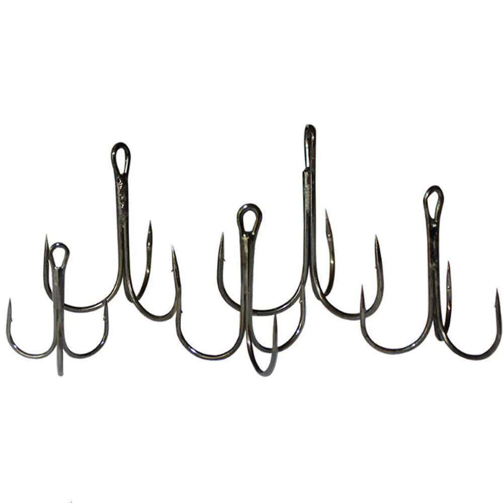 50pcs/lot Sharp Overturned High Carbon Steel Treble Barbed Round Bend For Bass Triple Hook Fishing Accessories Z260228