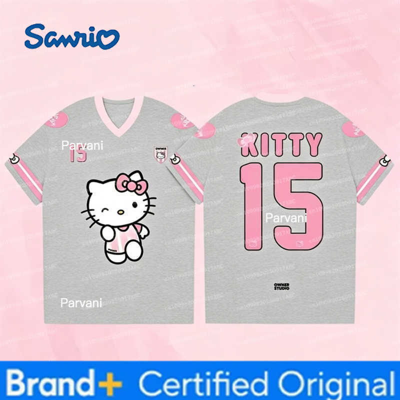 Sanrio Summer Men Tshirt Hello Kitty Short Sleeved Boys And Girls T-Shirt Cartoon Cute TShirt Comfortable Party Top Women T-shirt H260228
