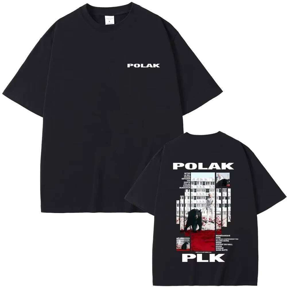 POLAK Men's Casual Graphic Print Cotton Blend T-Shirt, Black Polka Dot Rapper Shirt