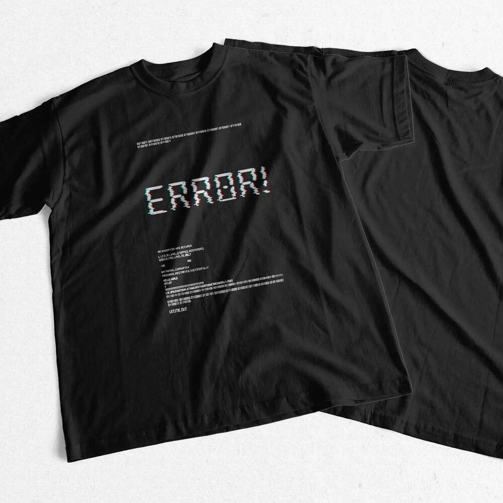 COOLMIND 100% Cotton Short Sleeve Error Print Funny T Casual Loose Tshirt o-neck Summer t-shirt Male Men Tee Shirt C260228 - view 6