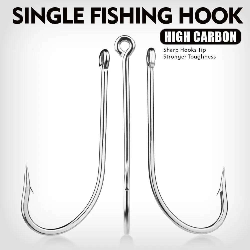 Proberos 20PCS J Hooks, High Carbon Steel Extra Strong Inline Long Shank for Saltwater Freshwater Fishing Z260228