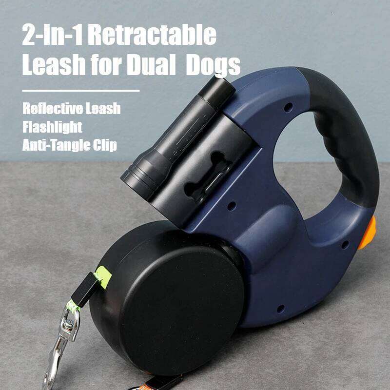 Pet Supplies in Retractable Harness & for Dual Dogs Reflective Leash Dog Accessories with Built in Flashlight AntiTangle Clip