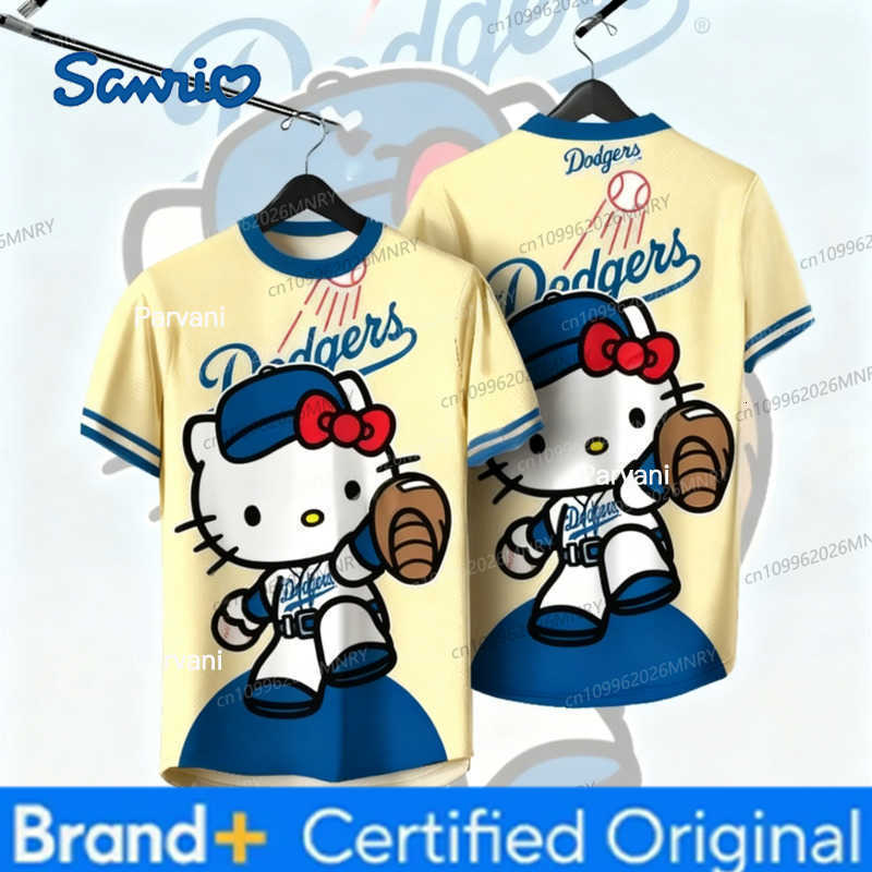 Sanrio Hello Kitty Sportswear Sports Tops Boys Girl Summer Men T-Shirt Jersey Cartoon Cute Breathable Retro Short Sleeve Loose H260228