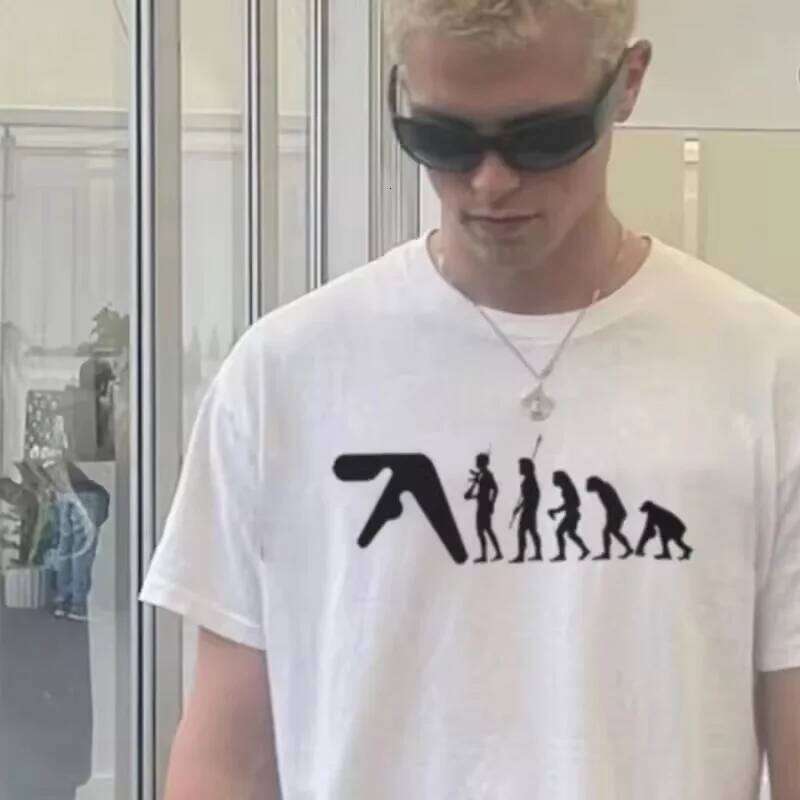 Men T-Shirt Aphex Twin Oversized Cotton Short Sleeve Tee Y2k Tops Harajuku Streetwear Korean Fashion Vintage Aesthetic Clothing C260228 - view 4