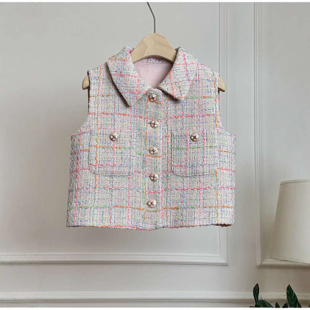 2026 autumn/winter new Japanese style r27 a27 coarse a27 floral collar designer sleeveless colorful plaid pattern versatile women's coat
