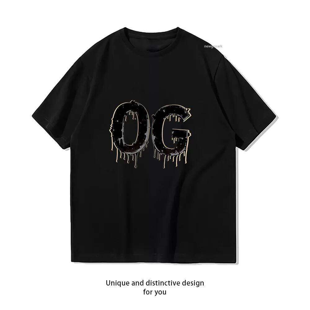 Black Drip Typography Print T-Shirt Casual cotton graphic t shirts Creative streetwear Classic O-neck shirt C260228