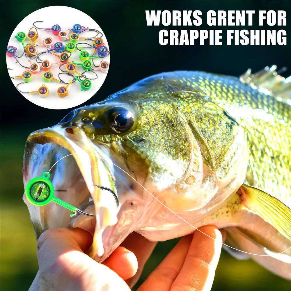 25pcs Crappie Jig Hooks with 3D Eyes Swimbait 1/32 1/16 1/8OZ Fishing Jigs Heads Worm hooks for Trout Bass Z260228