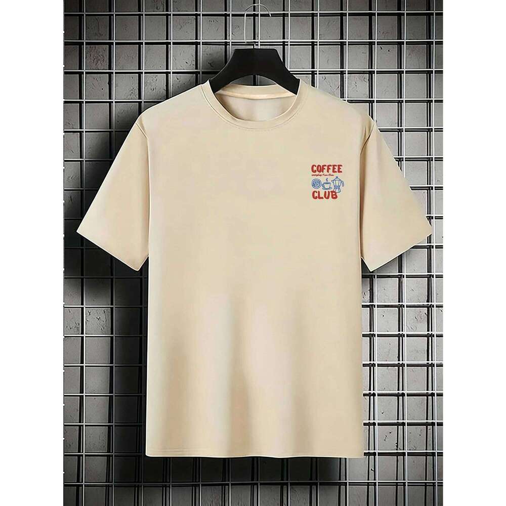 Men Coffee Club Leisure T-Shirt Graphic Print Daily Commuter Sports Casual Short Sleeved Unseix Oversize T-shirt Top C260228 - view 3