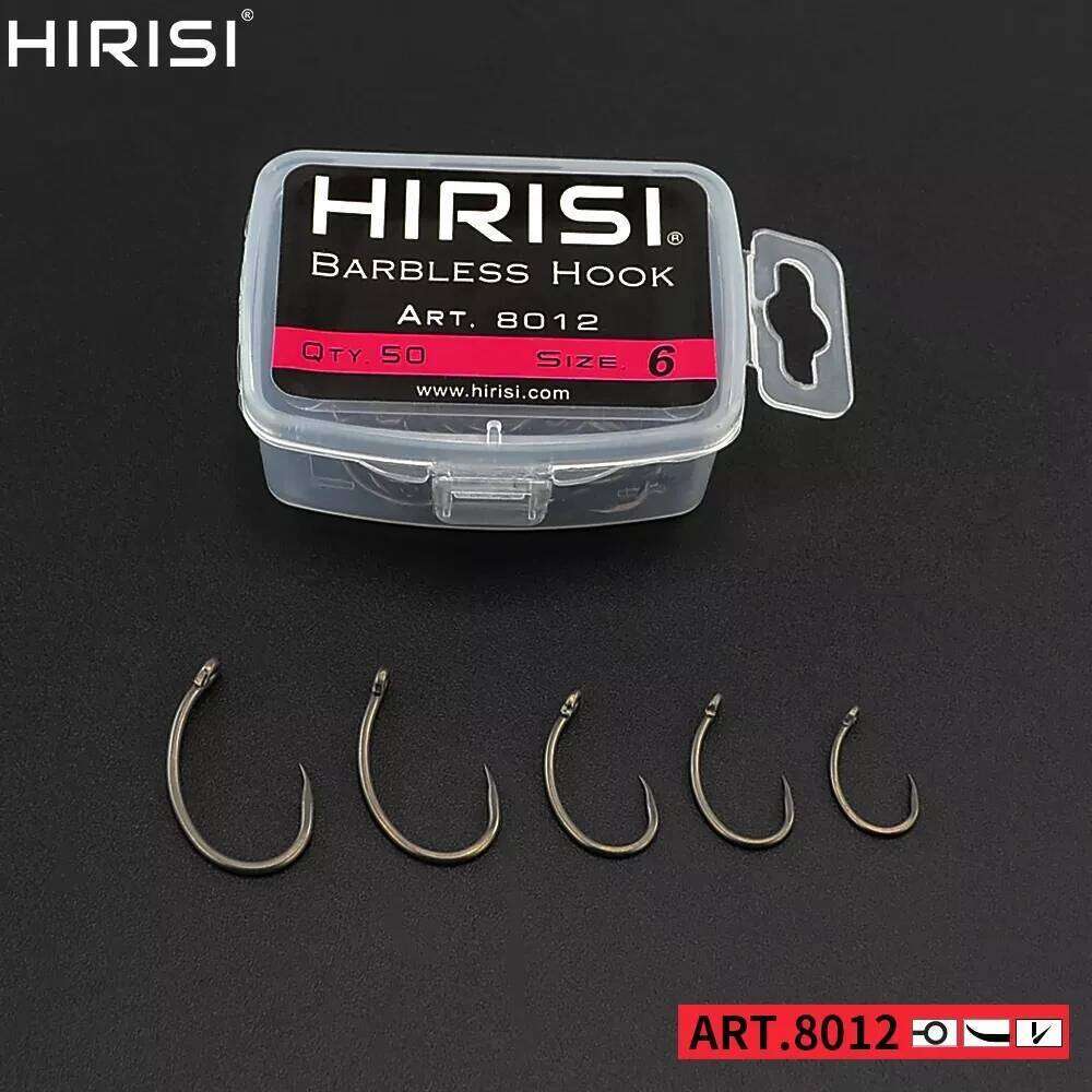 Hirisi 50pcs Coating High Carbon Stainless Steel Barbless Hooks Hook Fishing Tool Accessories 8012 Z260228
