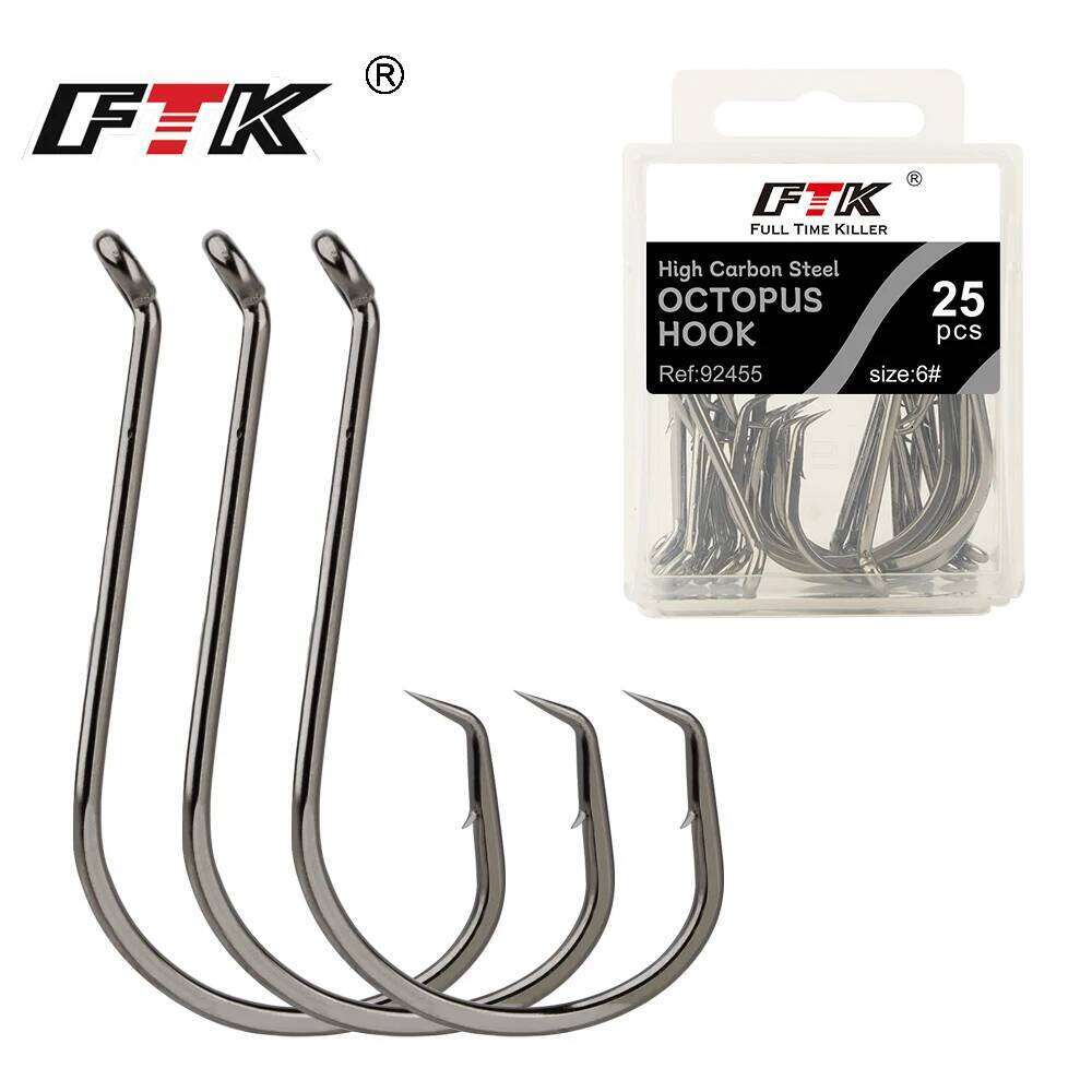 FTK 1/0#-8/0#25PCS 1#-4#50PCS Octopus Circle Hook Carbon Chemically Sharpened Tackle Fishing Hooks Z260228