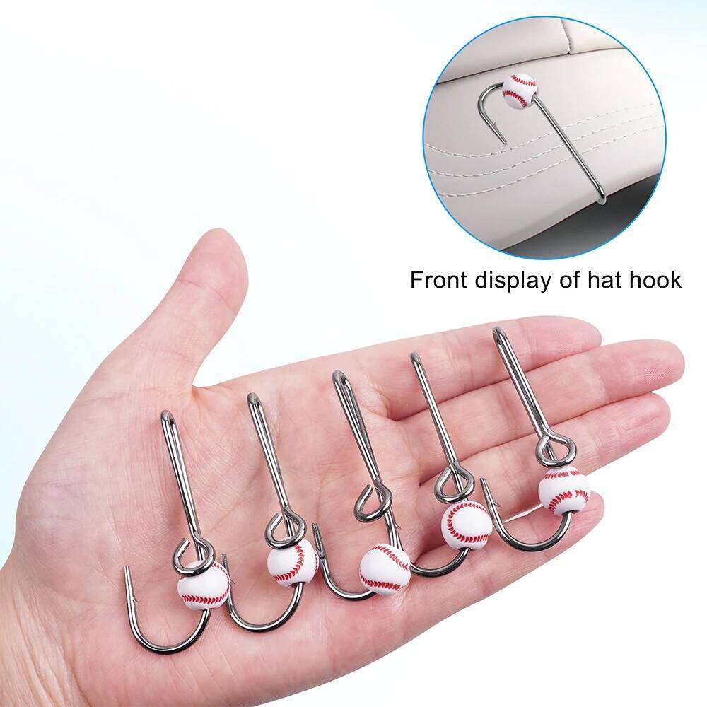 5Pcs Pins High Carbon Steel Clip Fishing Hat Pin Hook Tie Clasp Fish Hooks and Football Bead Z260228
