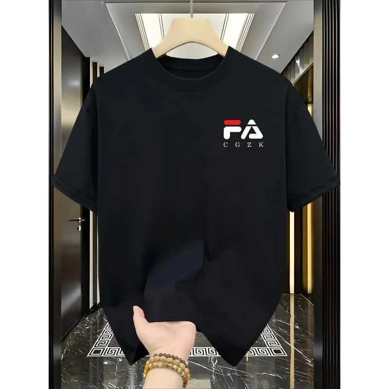 Men's 100% Cotton Luxury Y2K T-Shirt High-End Summer Streetwear Short SleeveT260228