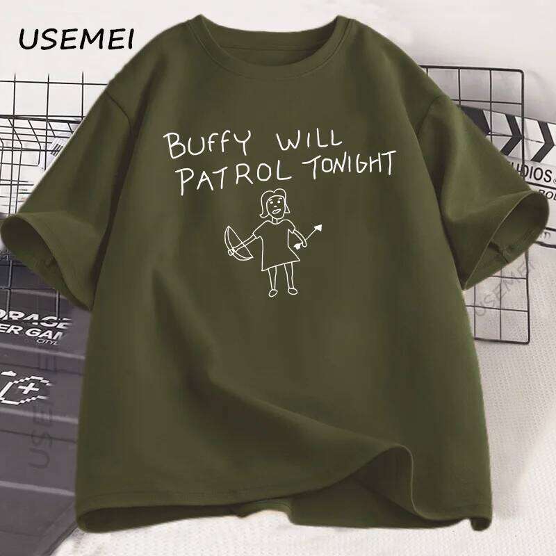 Buffy Will Patrol Tonight T-shirt Funny Men Women Cotton Summer Short Sleeve Tshirt Graphic Tees Unisex Round Neck Clothes C260228 - view 5