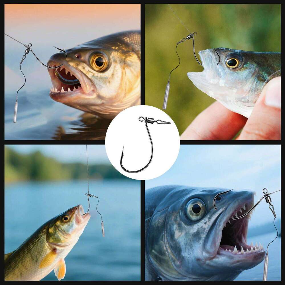 FishTrip Drop Shot with Barrel Snap 30pcs Fishing Swivel In-line DropShot Rig Soft Lure Worm Hook for Carp Bass Z260228