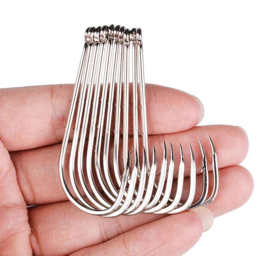 Long Shank Hooks For 100pcs 1/0#-6/0# High Carbon Steel Sharp Barbed Offset Narrow Bait Hook Fishing Tackle Accessories Z260228