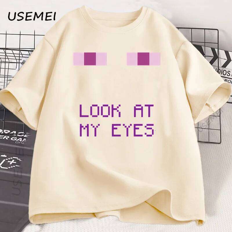 Enderman Eyes Game T-shirts Funny Design Cotton Short Sleeve T Shirt Casual Round Neck Loose Graphic Tees Harajuku Clothes C260228 - view 3
