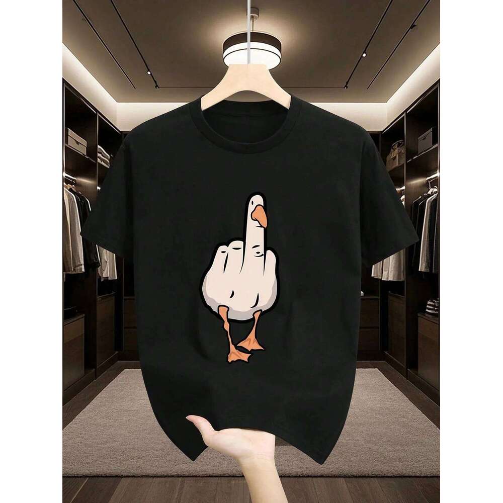 Men's Summer 100% Cotton High Quality Fashionable Casual Sports Loose Fun Pattern Printed Round Neck Short Sleeve T-shirt Top C260228 - view 4