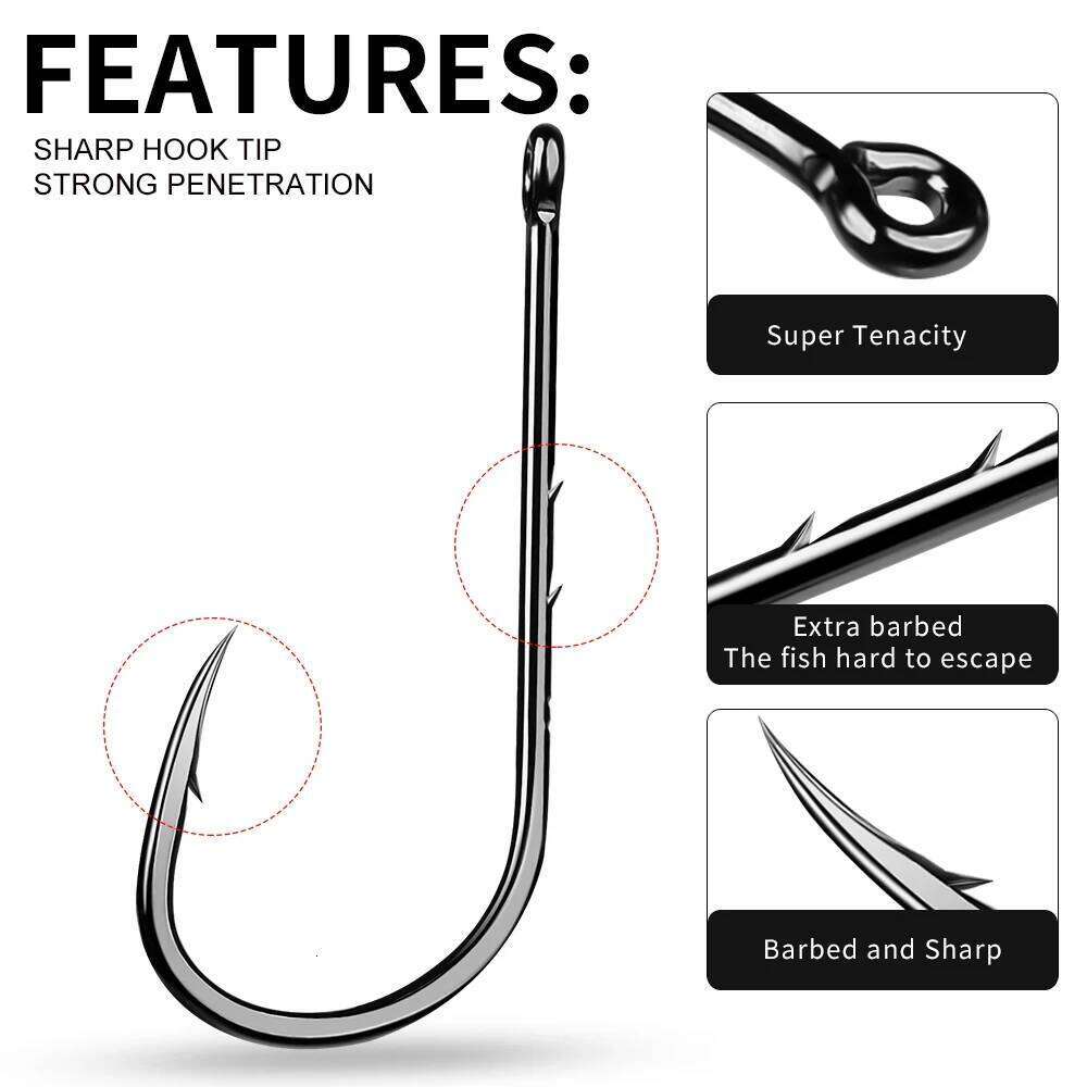 50pcs long handle barbed can be used for sea live bait high carbon steel sharp hook fishing gear Z260228