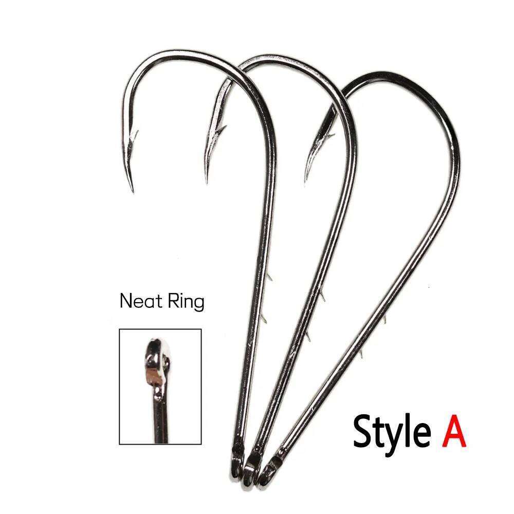 50PCS High Carbon Steel Barbed Hook Baitholder Fishing Hooks Worm Pond Fish Bait Holder Size 10 12 14 1/0 2/0 3/0 4/0 5/0 Z260228