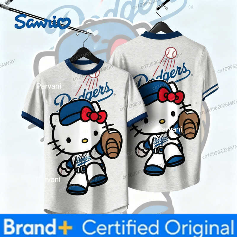 Sanrio Hello Kitty Sportswear Sports Tops Boys Girl Summer Men T-Shirt Jersey Cartoon Cute Breathable Retro Short Sleeve Loose H260228